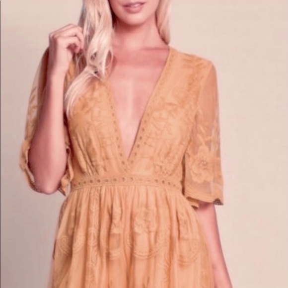 Honey Punch Pants - Honey Punch pretty sexy deep v-neck pink blush lace romper shorts M